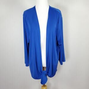 Chico's Easywear Sz 3 Blue Open Front Jacket Tie Front Chicos XL 16